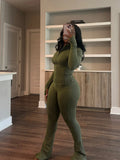 Fongt Spring And Summer New Sports Casual Women's Sexy Tight Long-Sleeved Horn Two Sets