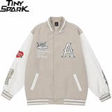 Men Baseball Jacket Embroidery Love Angel HipHop Streetwear Harajuku Jacket 2022 Loose Varsity Jacket Coat Green