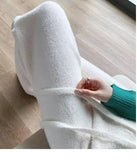 Fuzzy Wide-Leg Drawstring Sweat Pants-Outfit