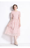 Fongt Famous Style Suit Female Lace Hook Bubble Sleeve Shirt Two Sets Of High-Rise Thin Half-Dress Skirt