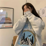 Vintage Mountains Graphic Oversized Sweatshirt-Outfit
