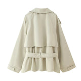Fongt Spring And Autumn Fashion Casual Collar With Belt Hanging Shoulder Coat Female M6123