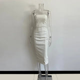 2021 New Arrival Brown Solid Color Vestidos Sleeveless Strapless Outfit Skinny Elegant Party Night Long Dresses For