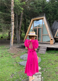 Strap Bubble Sleeve Back Dress Summer 2023 New Design Sense French Temperament Waist Show Thin Skirt-Outfit