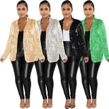 Fongt New Women's Casual Sequin Suit Jacket-Outfit