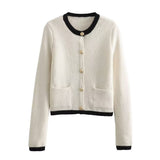 Fongt 2025 New Women's Button Knitted Jacket Little Scented Women's Sweater E3336