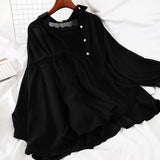 3 Piece Set Women Single Breasted Long Sleeve Shirts+Lace Up Stretch Waist Wide Leg Shorts+Pleated