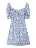 Ditsy Floral Short-Sleeve Mini Dress-Outfit