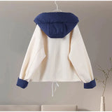Removable Puffer Hoddie Patchwork Zipper Jacket-Outfit