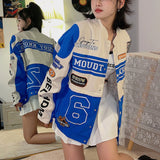 Bomber Woman Varsity Jackte Long Sleeves Vintage Detachable Hem American Baseball Coats Race Car Jackets Coat 2022
