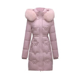 Cotton-Padded Clothes Female Medium Long Style 2024 Winter New Korean Version Slim Long Cotton-Padded Jacket Add Thick Warm Big Wool Collar Large Size Coat-Outfit
