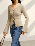 Fongt And Winter Knitted Cardigan Elegant Temperament Casual Long-Sleeved Sweater