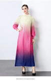 Fongt And Fashionable Gradient Lantern Sleeve Pressure Folding Dress Women Autumn And Winter Loose Apparent Thin-Skinny A-Character Dress