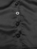 Satin Long Sleeve Buttoned Crop Blouse-Outfit