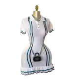Fongt Scented Knitted Dress Woman's New French Retro Collared Waist Thin Lotus Leaf-Side Sweater