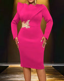 Fongt Embroidered Long-Sleeved Evening Dress Lotus Side Party Long Dress Evening Dresses
