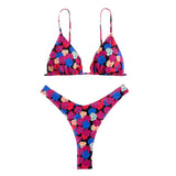 Fongt 2024 Swimsuit Bikini Three-Piece Ins Sexy Hot Girl Show Back Strap Print