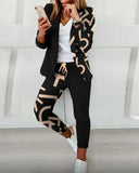 Autumn Two Piece Sets Women Printted Elegant Blazer & Pants Set Outifits Fashion Tracksuits Casual Elegant Female