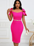 Fongt Women's Famous Temperament Three-Dimensional Flowers Elegant Banquet Dress Bag Hip Dress