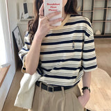 Aesthetic Stripe Short Sleeve Tee-Outfit