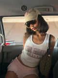 2024 Summer New Personality Trend Small Vest Fashion Casual Repair Printing Hot Diamond Top