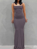 Strap Bodycon Rib Maxi Dress-Outfit