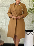 Fongt Women's Elegant Elastic Body Solid Suit Jacket Sling Skirt Two Sets Of African Fashion Suit