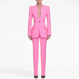 Fongt Star Fashion New Perspective Mesh Splicing Suit Jacket Trousers Suit Suit