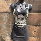 Fongt 2024 Alion Women's Skull Print Sleeveless Vest