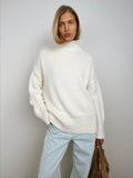 Sweater 2024 Women Commuter Solid Turtleneck Knit Pullover-Outfit