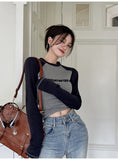 Logo Graphic Long Sleeve Crop Top-Outfit