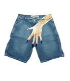 New Hip-Hop Funny One-Hand Pattern Printed Denim Shorts Men's High Street Fashion And Leisure-Outfit