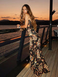 Sexy Long Dress Women Backless Lace Up Beach Party Dresses Summer Resort Style Fireworks Print Elegant Maxi Dress