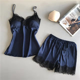 Fongt Pajamas For Women In Summer Sexy Ice Silk Two Sets Of Silk Home Clothes To Pack Large-Size Thin