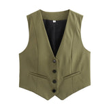 Fongt Color Y2K2025 Summer Leisure Repair Vest Sleeveless Vest Short Blouse Women A19531