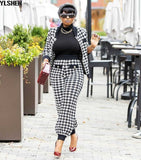 Two Piece Set Africa Clothes African 2022 New Dashiki Fashion Grid Suit Top And Trousers Super Elastic Party Plus Size For