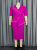 Fongt New Nail-Peared Leaf-Side Dress Party Temperament Packed Bing Dress