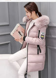 2024 Cotton-Padded Clothes Female Long Style Slim Thin Cotton Coat Big Size Big Wool Collar Thick Large Size Cotton-Padded Jacket Tide-Outfit