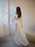 Fongt Elegant Temperament Solid-Colored Back-Back-Scuffed Long-Sleeved Dress 8092