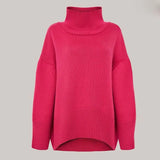 Women's Turtleneck Sweater Oversize Solid Long Batwing Sleeve Female Pullover Jumper 2021 Autumn Winer Ladies