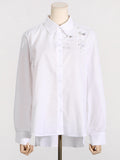 Fongt Light Luxury 2025 Spring New Fashion Loose Temperament Three-Dimensional Flower Decoration Shirt Top