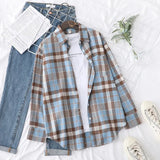 Plaid Shirts Womens Blouses And Tops Long Sleeve Loose Checked Female Clothes Outwear Winter 2022