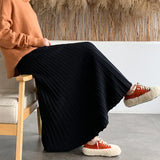 Large Version Autumn And Winter Knitted Skirt Korean Version 100-Pleated Sweater Skirt With High Waist And Large A-Bag Buttocks-Outfit