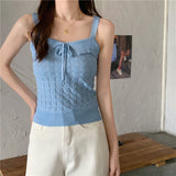New Small Fresh Sweet Hottie Sling Female Summer Wear Inner Vest Bow Hollow Sleeveless