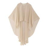 New Pure Color Tulle Asymmetrical Cloak Coat 8741204-Outfit