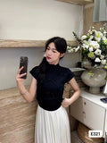 Fongt Pink Bow Short Sleeve Design Small T-Shirt Short Summer Slim Bottom Thin Sweet Spicy