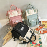 for School Teenagers Girls Cute Ring Bag Designer Travel Laptop Backpack Women Notebook Back Pack Patchwork