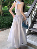 Fongt Spring And Summer New Temperament Thin Design Small Fish Bone Bundle Hanging Neck V-Neck Dress Fish Bone Boobs