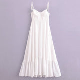 Fongt New Women's Fashion Folding Layer Decoration Of The Silk Sleeveless Sleeved Dress Is Thin