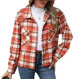 New Lapel Plaid Button Loose Long-Sleeved Woolen Coat-Outfit